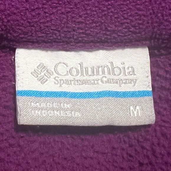 Columbia Jacket Women's Purple Fleece Full Zip Mock Neck Medium Zippered Pocket - Picture 3 of 11